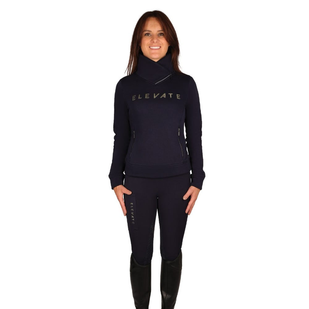 Hy Equestrian Elevate Allure Cross Neck Jumper Navy