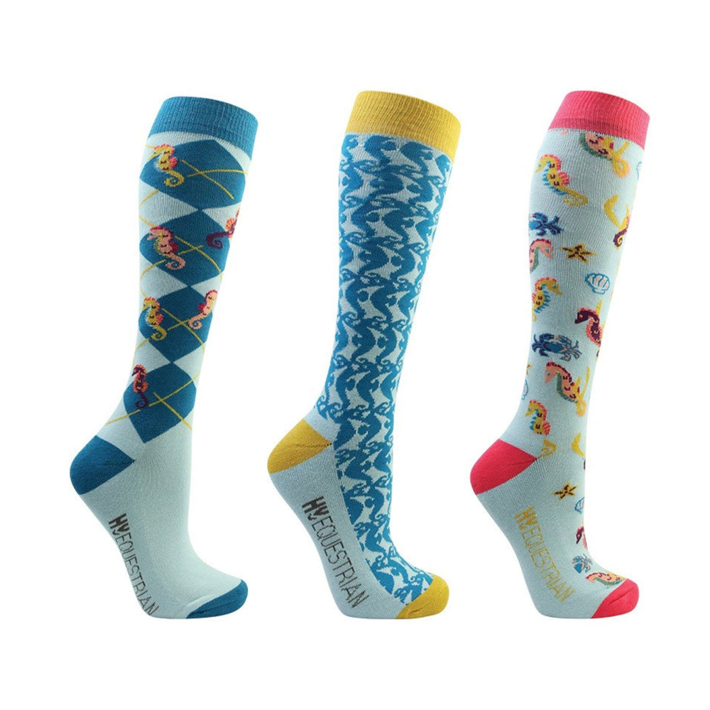 Hy Equestrian Shanti Seahorse Socks Light Adult Blue/Blue