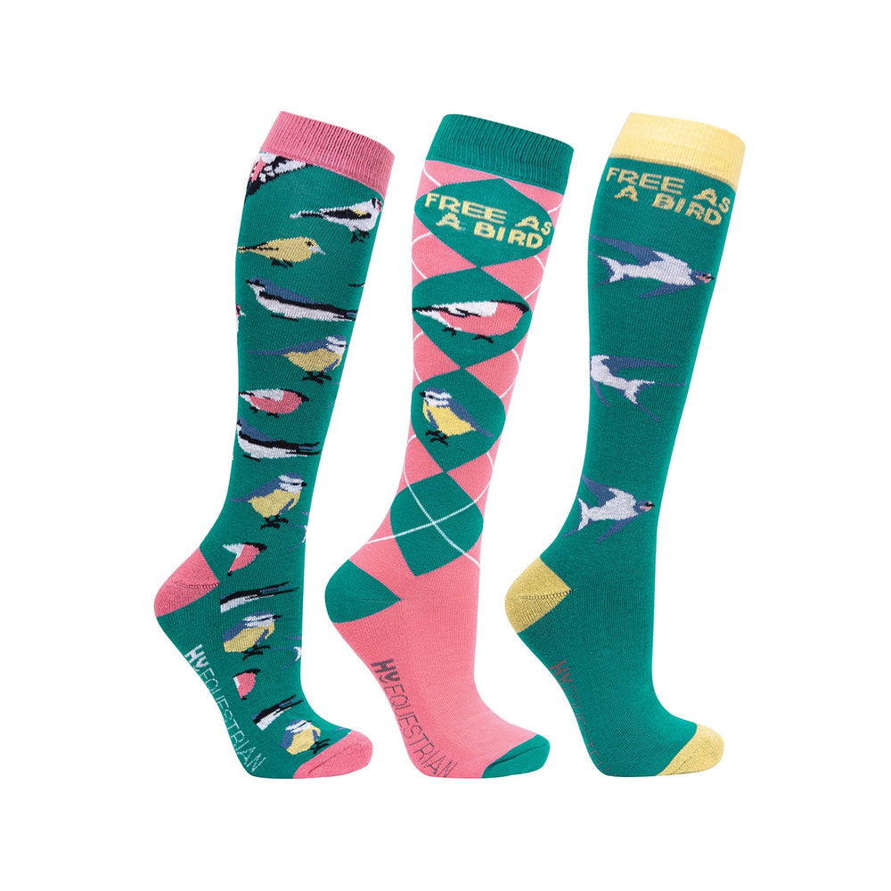 Hy Equestrian Free As A Birdsocks Adult Fern/Pink