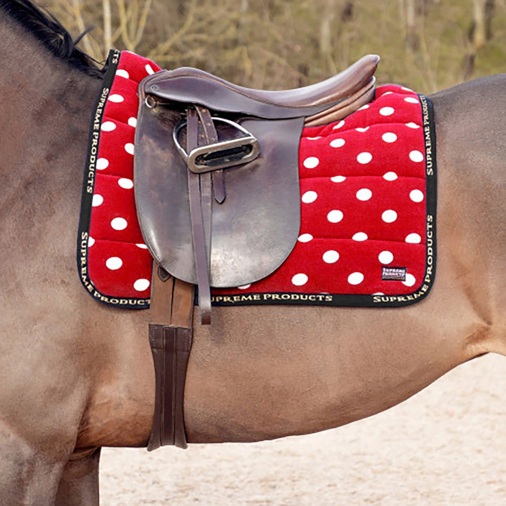 Supreme Products Dotty Fleece Saddle Pad Rosette Red