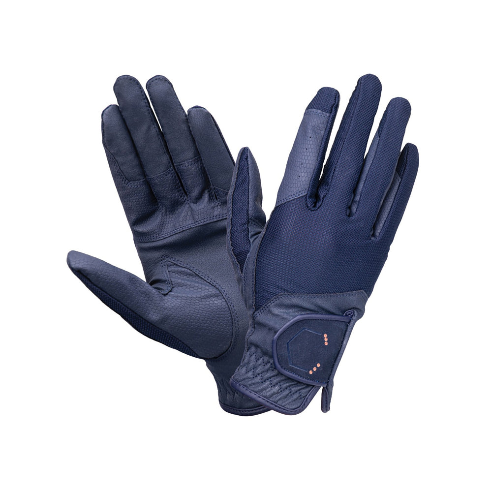 Coldstream Ng Blakelaw Diamante Riding Gloves Navy/Rose Gold