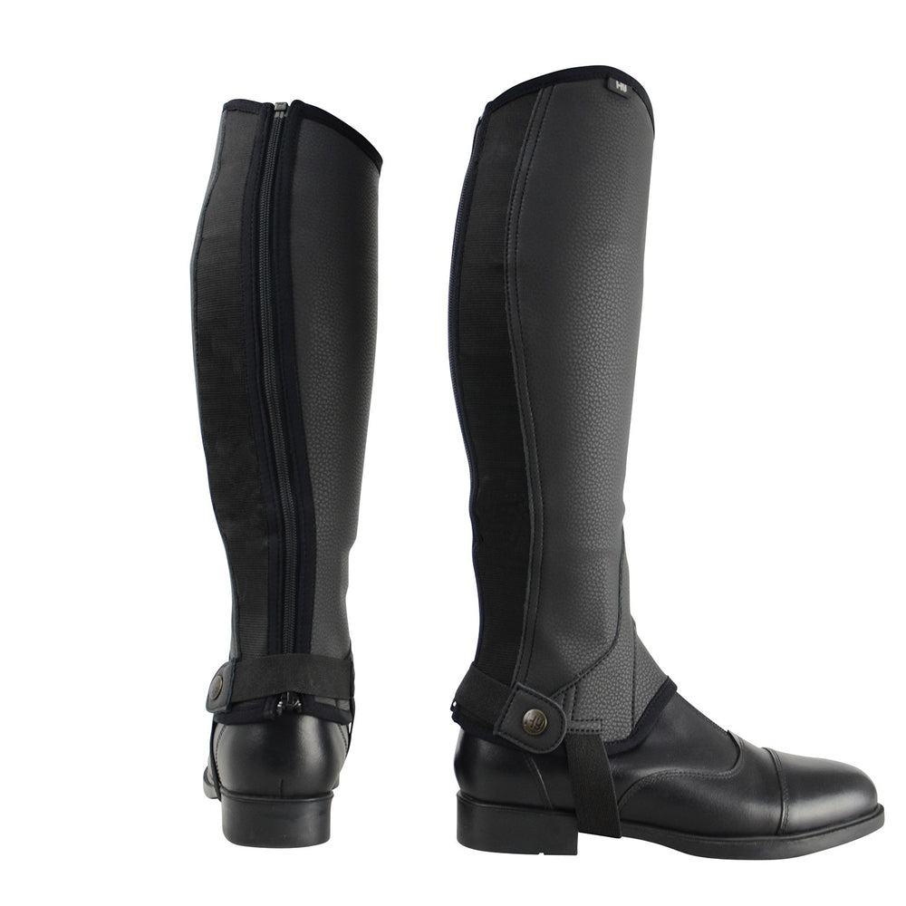 Hy Equestrian Synthetic Combi Leather Chaps Black