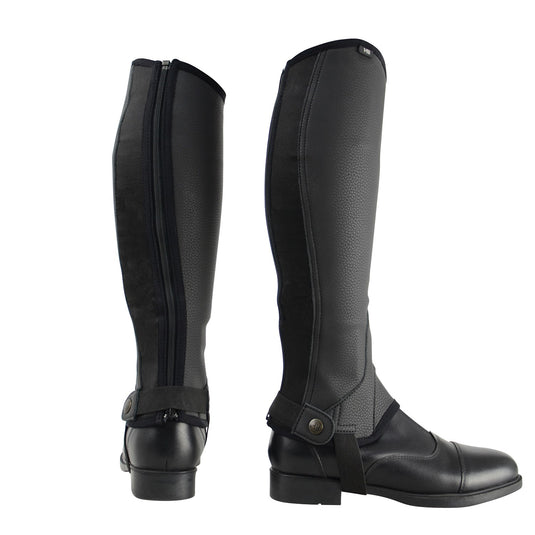 Hy Equestrian Synthetic Combi Leather Chaps Black