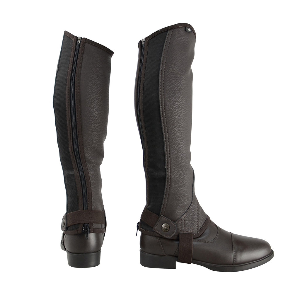 Hy Equestrian Synthetic Combi Leather Chaps Brown