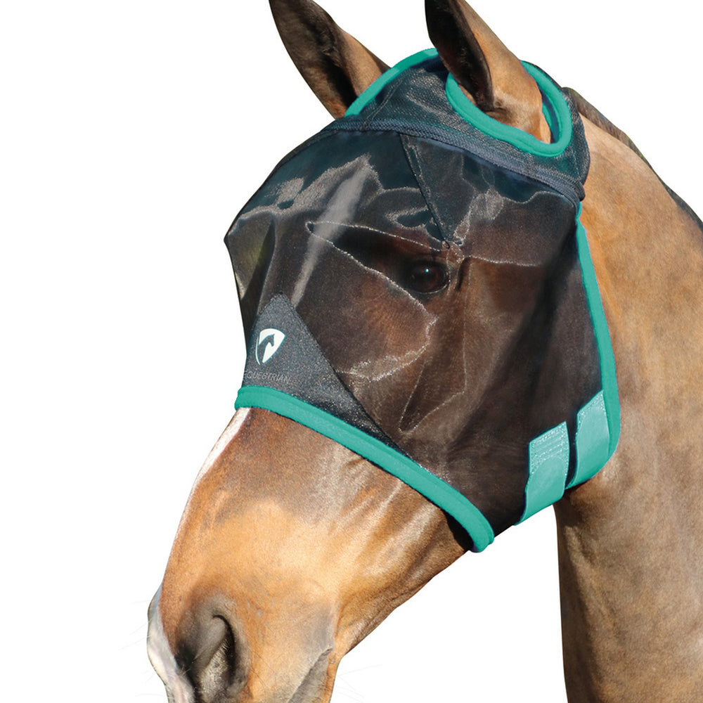 Hy Equestrian Mesh Half Fly Mask No Ears Black/Teal