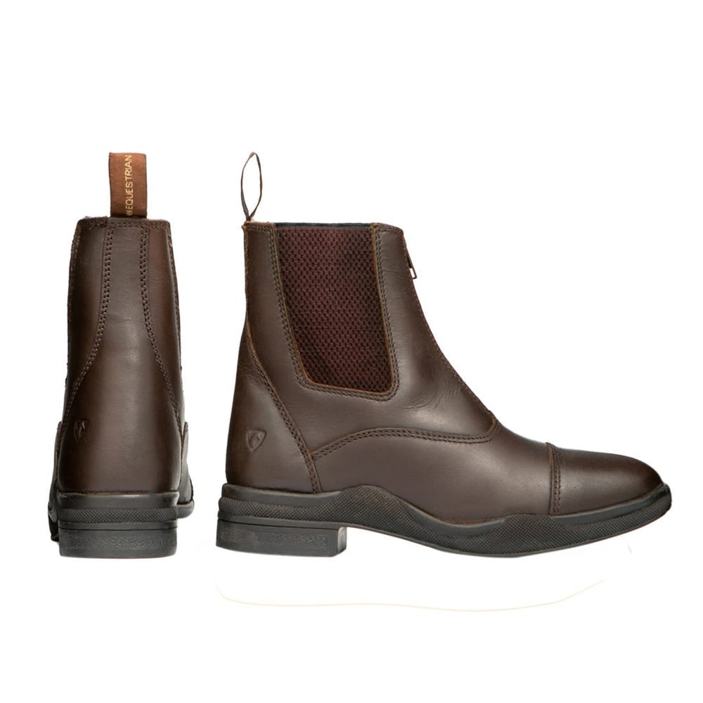 Hy Equestrian Fleece Lined Wax Leather Zip Jodhpur Boot Brn