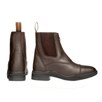 Hy Equestrian Fleece Lined Wax Leather Zip Jodhpur Boot Brn