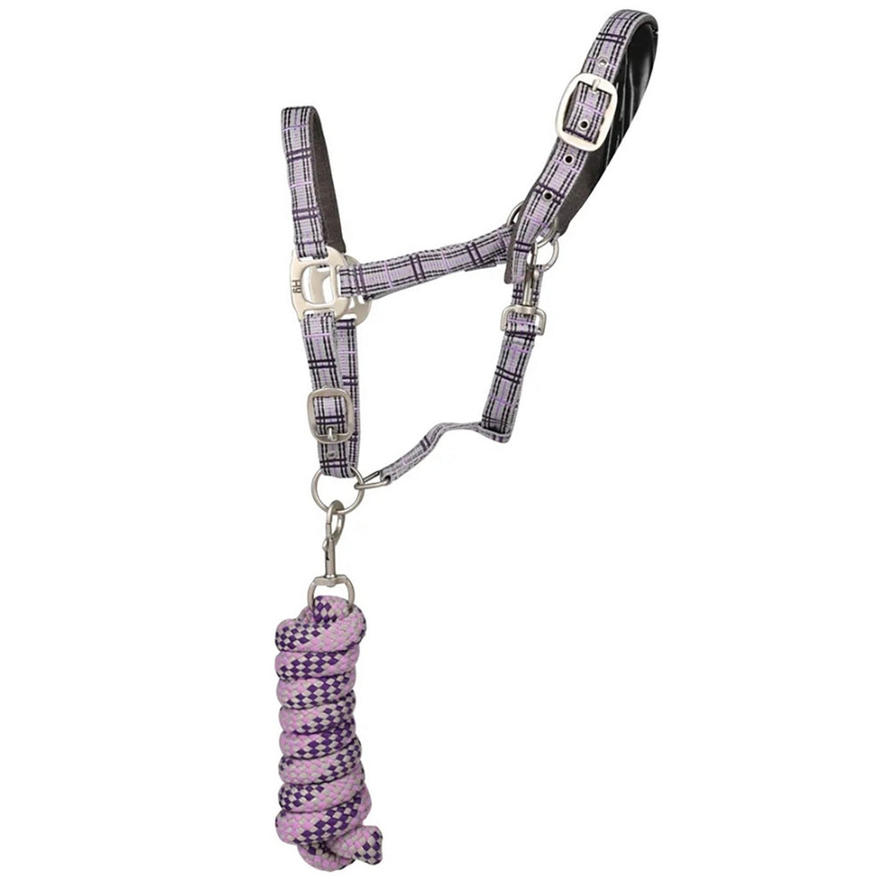 Hy Equestrian Tartan Headcollar With Lead Rope Purp/Gry/Lila