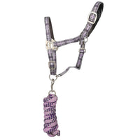 Hy Equestrian Tartan Headcollar With Lead Rope Purp/Gry/Lila