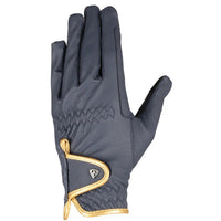 Hy Equestrian Cottenham Elite Riding Gloves Navy/Gold