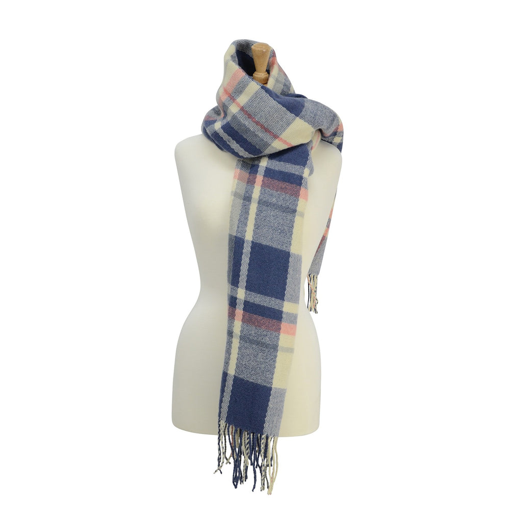 Hy Equestrian Ladies Supersofttartan Scarf Soft Blu/Crm/Pch