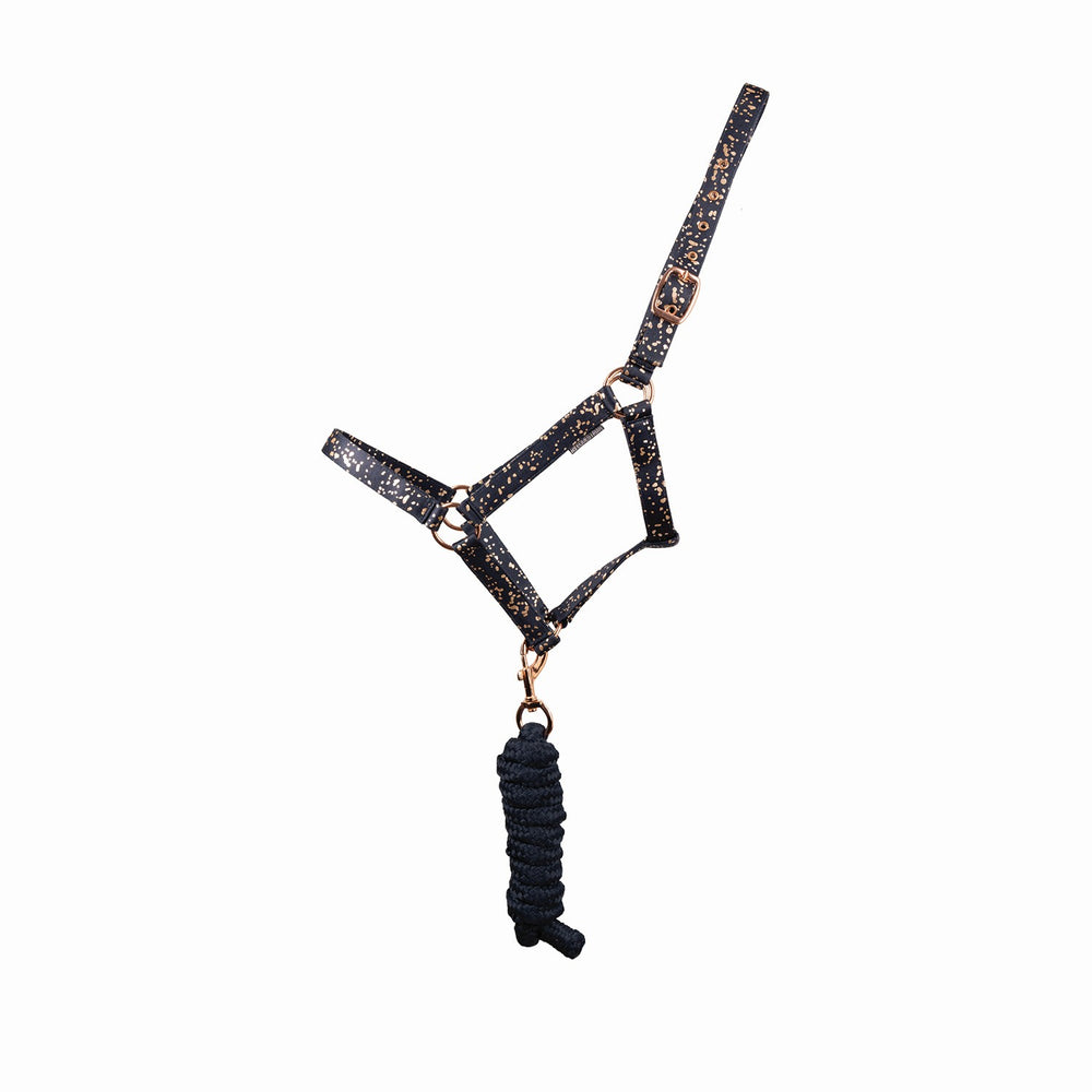 Hy Equestrian Elevate Allure Headcollar/Lead Rope Nvy/R Gold