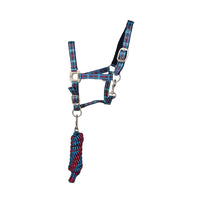 Hy Equestrian Tartan Headcollar With Lead Rope Pink/Blue