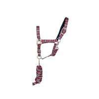 Hy Equestrian Tartan Headcollar With Lead Rope Rasp/Wht/Nvy
