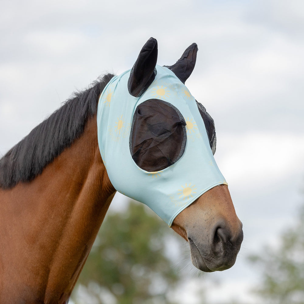 Hy Equestrian Lycra Hello Sunshine Fly Mask Blue/Yellow