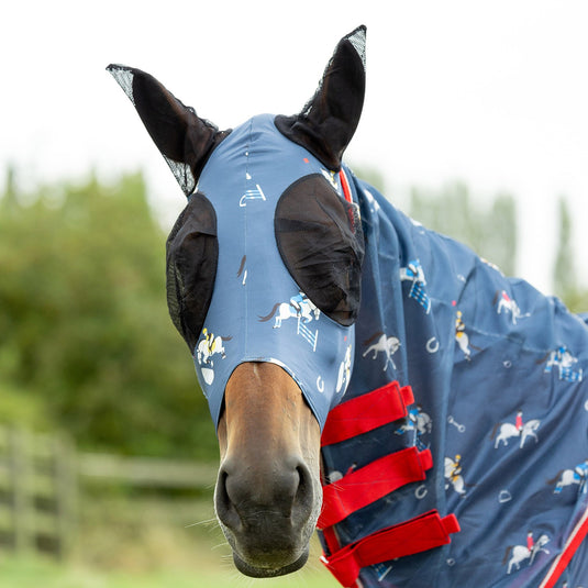 Hy Equestrian Lycra Competition Ready Fly Mask Navy