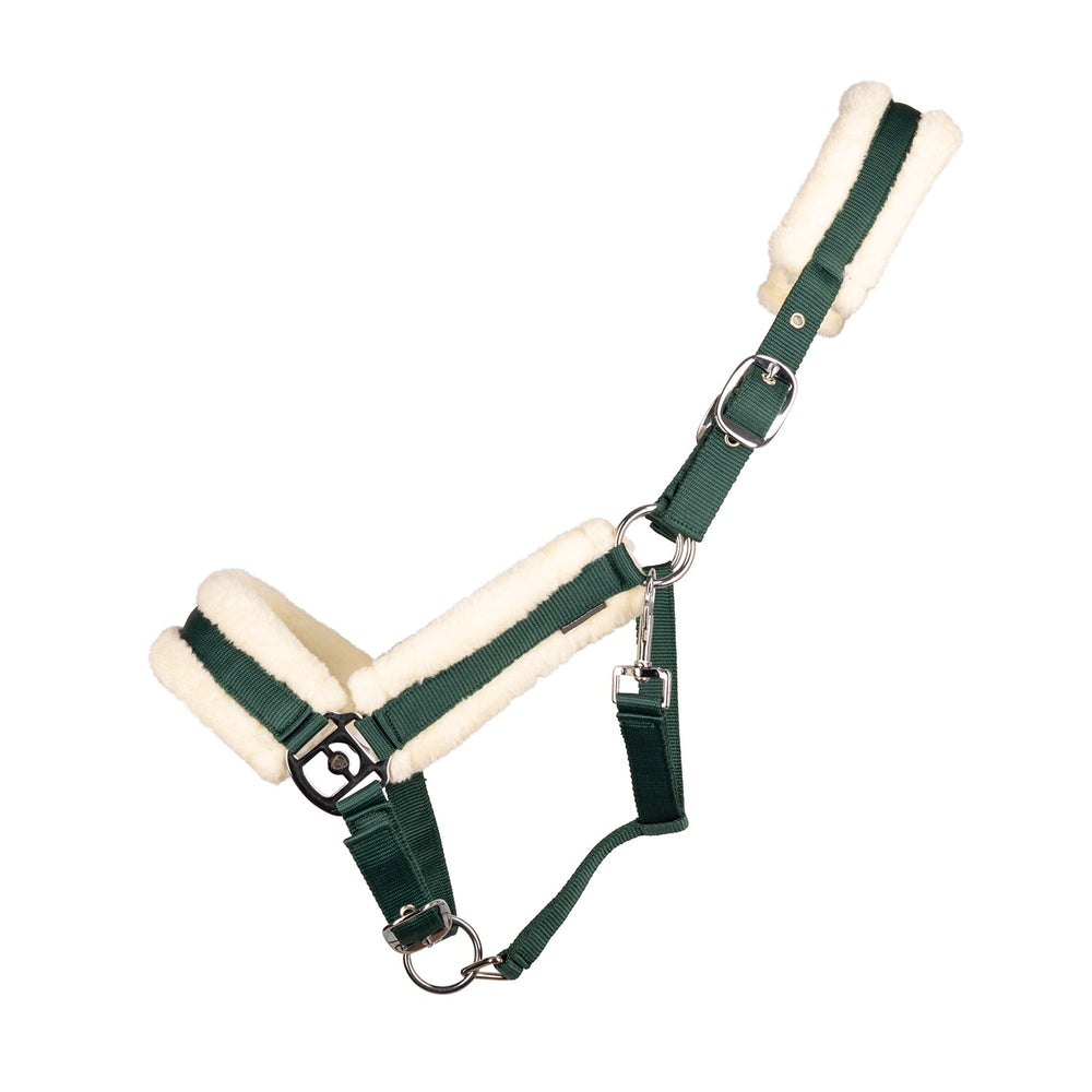 Hy Equestrian Luxury Faux Fur Headcollar Forest Green
