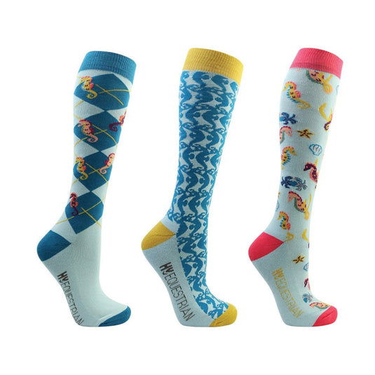 Hy Equestrian Shanti Seahorse Socks Light Adult Blue/Blue
