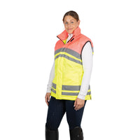 Reflector Two Tone Gilet By Hy Equestrian Pink/Yellow