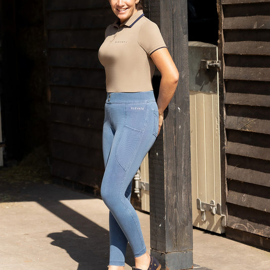 Hy Equestrian Elevate Chambray Denim Tights Blue