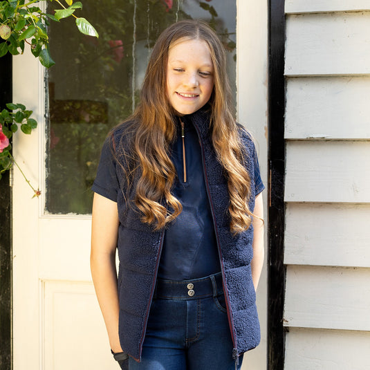 Hy Equestrian Elevate Heritage Mizs Teddy Fleece Gilet Navy