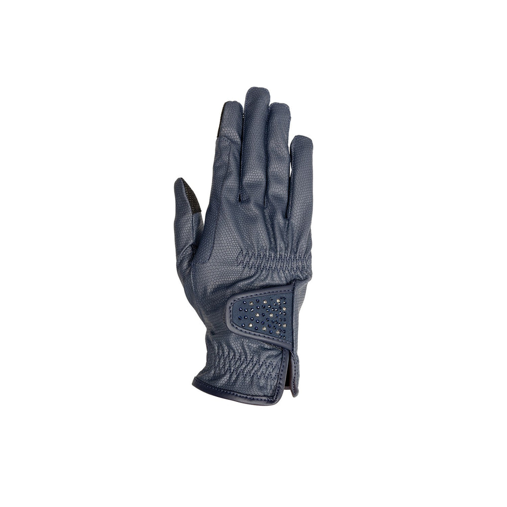 Hy Equestrian Shimmer Riding Gloves Navy/Navy/Silver