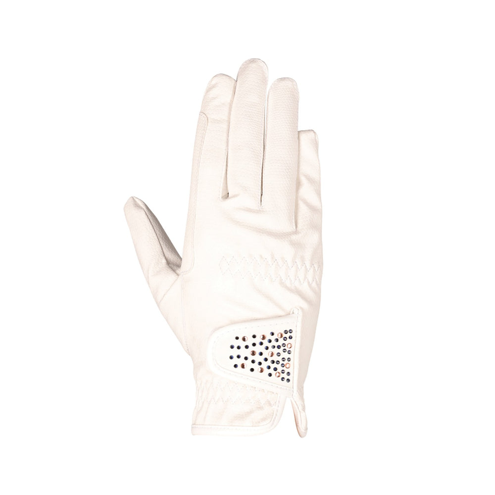 Hy Equestrian Shimmer Riding Gloves Child Wht/Nvy/Rose Gold