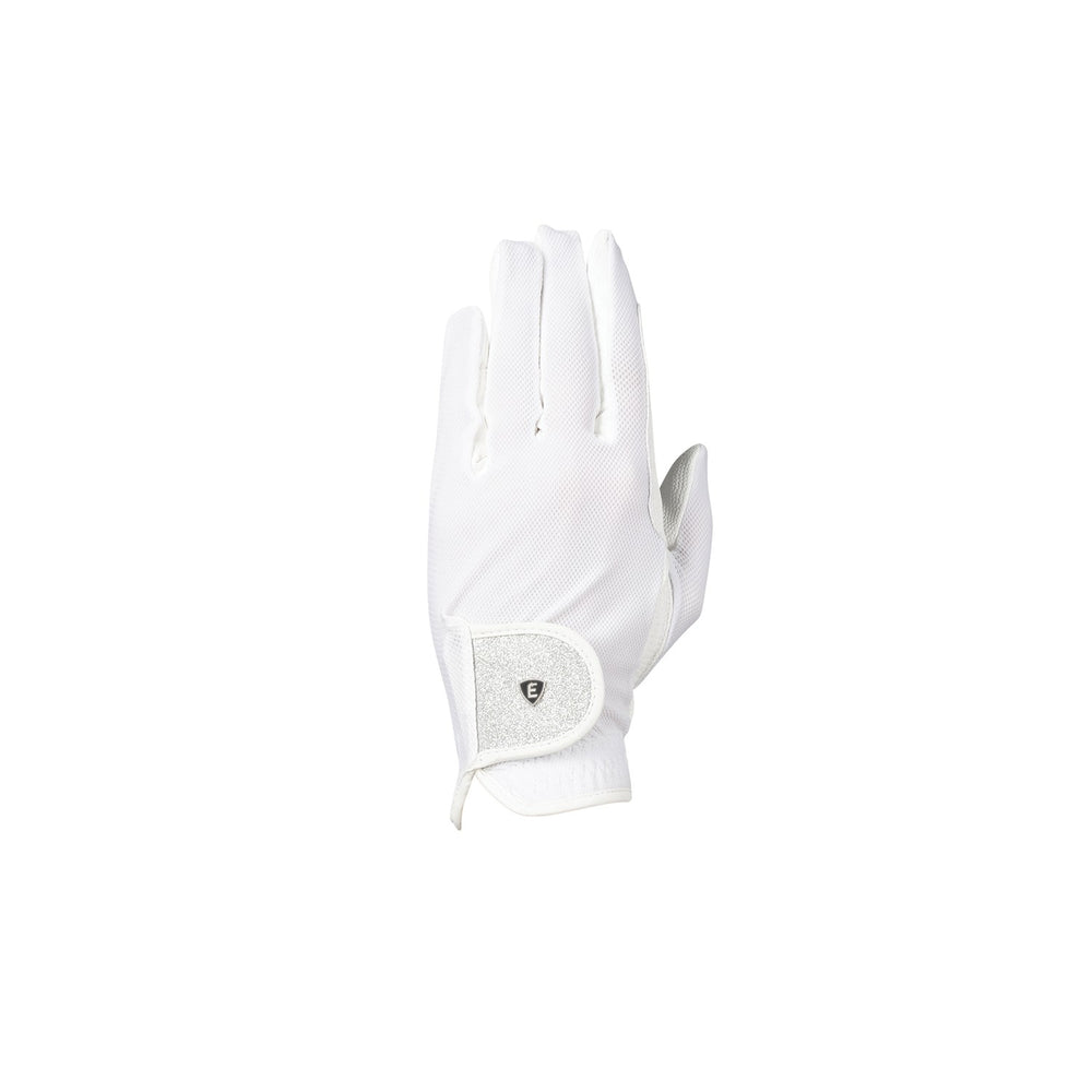 Elevate Glitter Flex Mesh Riding Gloves By Hy White