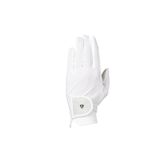 Elevate Glitter Flex Mesh Riding Gloves By Hy White