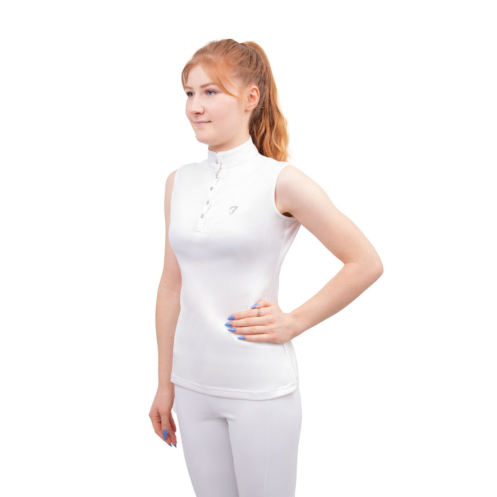 Hy Equestrian Sophia Sleeveless Show Shirt Wht Pearl