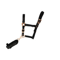 Hy Equestrian Head Collar & Lead Rope Black/Rose Gold