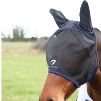 Hy Equestrian Mesh Half Mask With Ears Black/Navy
