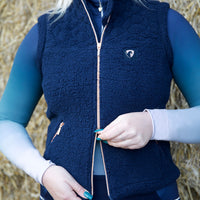 Elevate Teddy Fleece Gilet By Hy Equestrian Navy