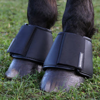 Hy Equestrian Leather Over Reach Boots Black