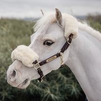 Kentucky Horsewear Brown Leather Sheepskin Pony Headcollar
