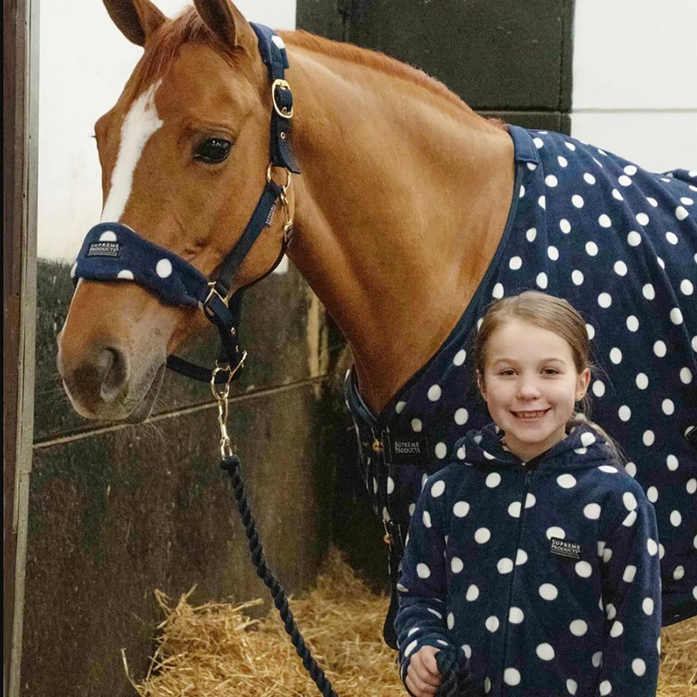 Supreme Products Dotty Fleece Headcollar/Lead Rope Navy