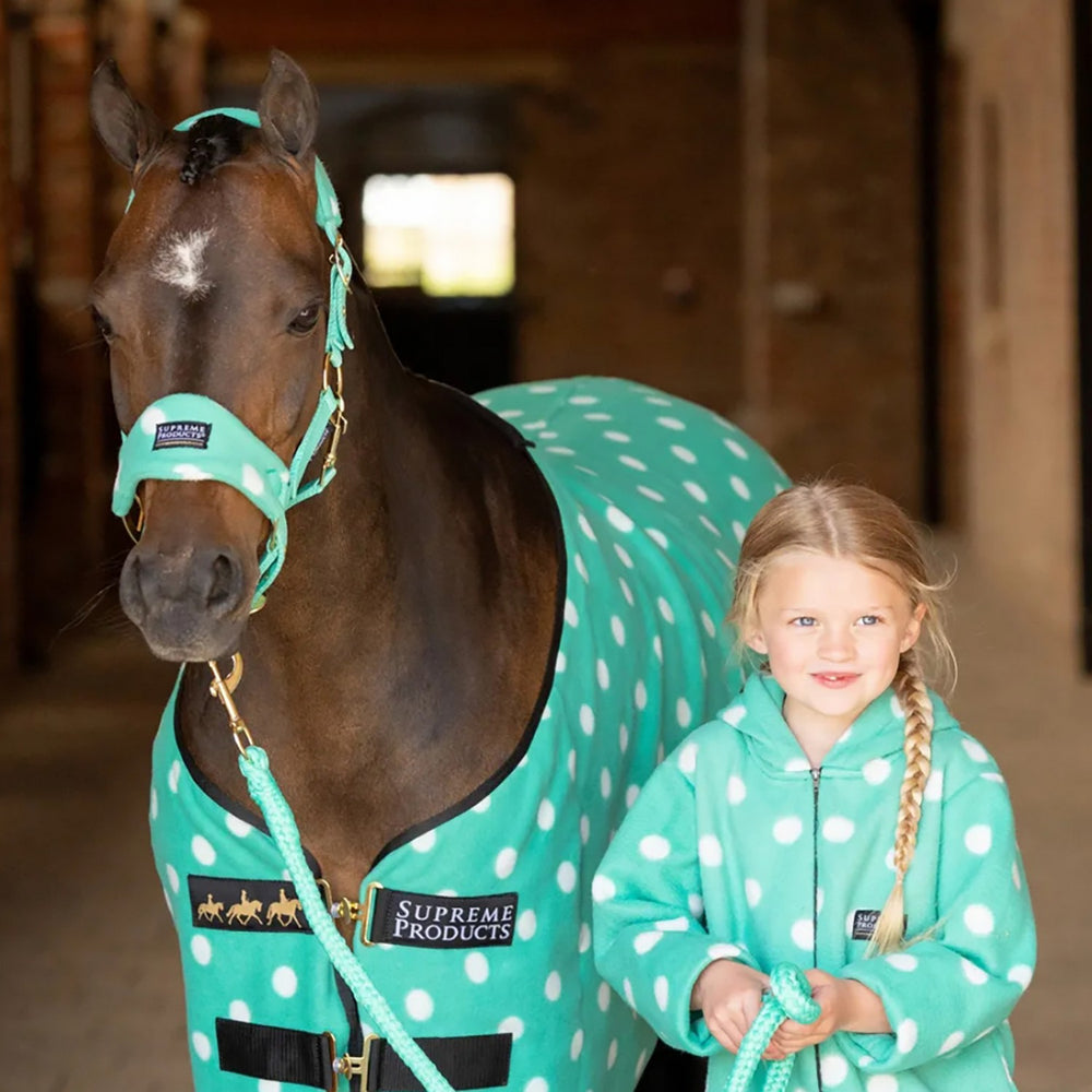 Supreme Products Dotty Fleece Headcollar/Lead Rope Green