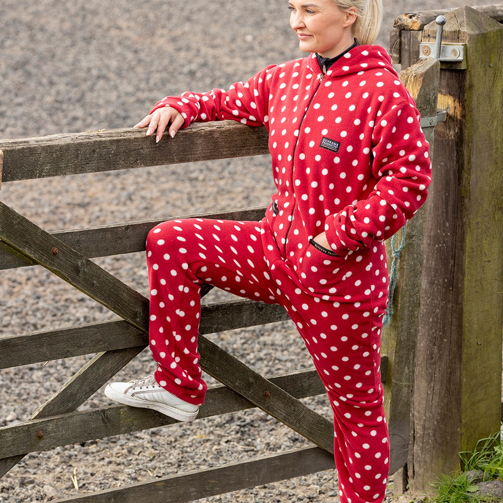 Supreme Products Adults Dotty Fleece Onesie Rich Raspberry