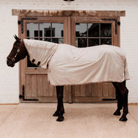 Mesh fly rug comfort classic with neck & belly cover beige/bordeaux 125-5'9