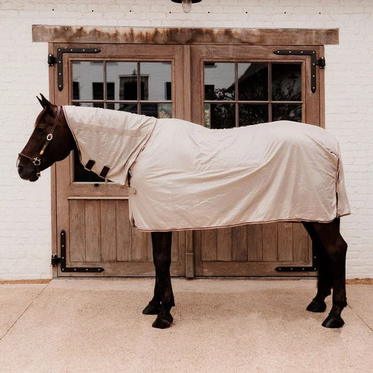 Mesh fly rug comfort classic with neck & belly cover beige/bordeaux 125-5'9