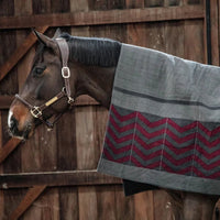 Heavy Fleece rug square fishbone grey/bordeaux 140x120cm