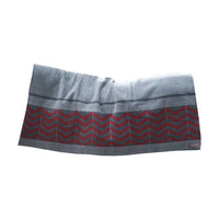 Heavy Fleece rug square fishbone grey/bordeaux 140x120cm