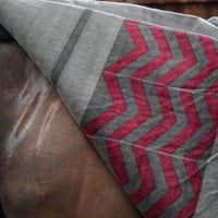 Heavy Fleece rug square fishbone grey/bordeaux 140x120cm